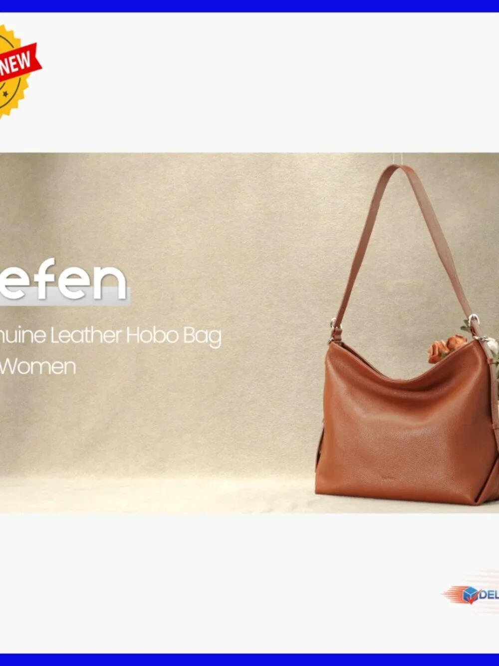 Genuine Leather Crossbody Hobo Bag with Adjustable Strap, Large Capacity